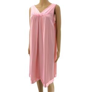 Vanity Fair MEDIUM USA VINTAGE Semi-Sheer Nylon Sissy Pink Peignoir Night Gown